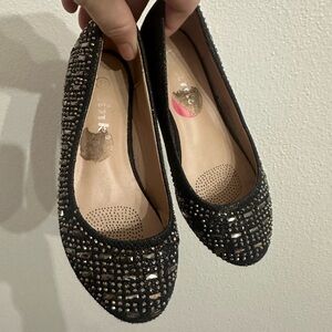 Girls Elegant Black Embellished dress shoes 11